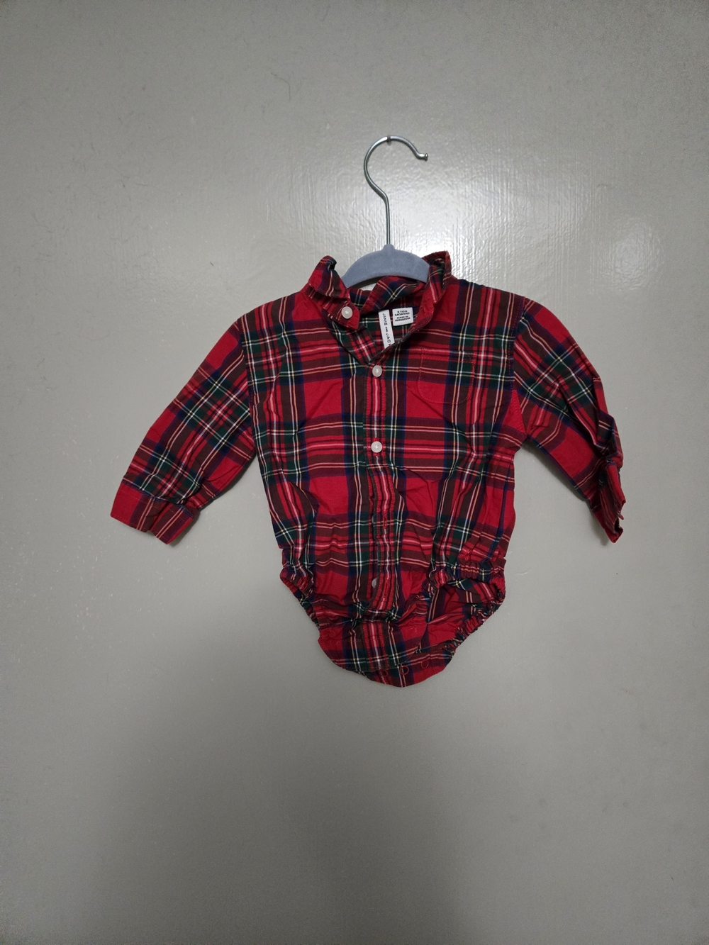 Janie and Jack Red Green Navy Plaid Button-Up Shirt